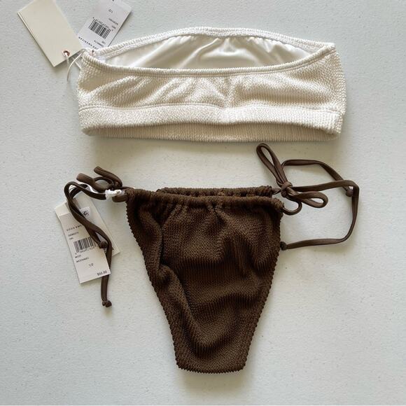 NWT Good American Bikini Top & Bottom Always Fit Tiny Ties & Bandeau Top Swim SM - Picture 2 of 5